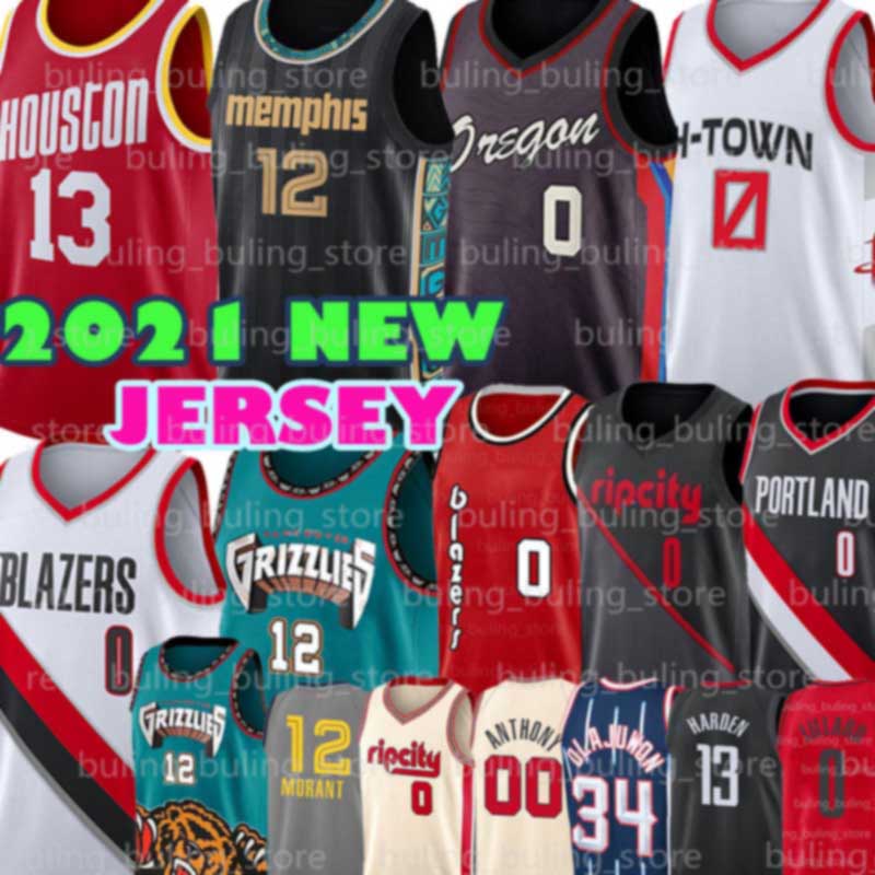 

Damian 0 Lillard Jerseys Westbrook James Russell Harden Ja Rocket Morant Blazer HoustonMemphisGrizzliesPortlandTrailMen, Black;red