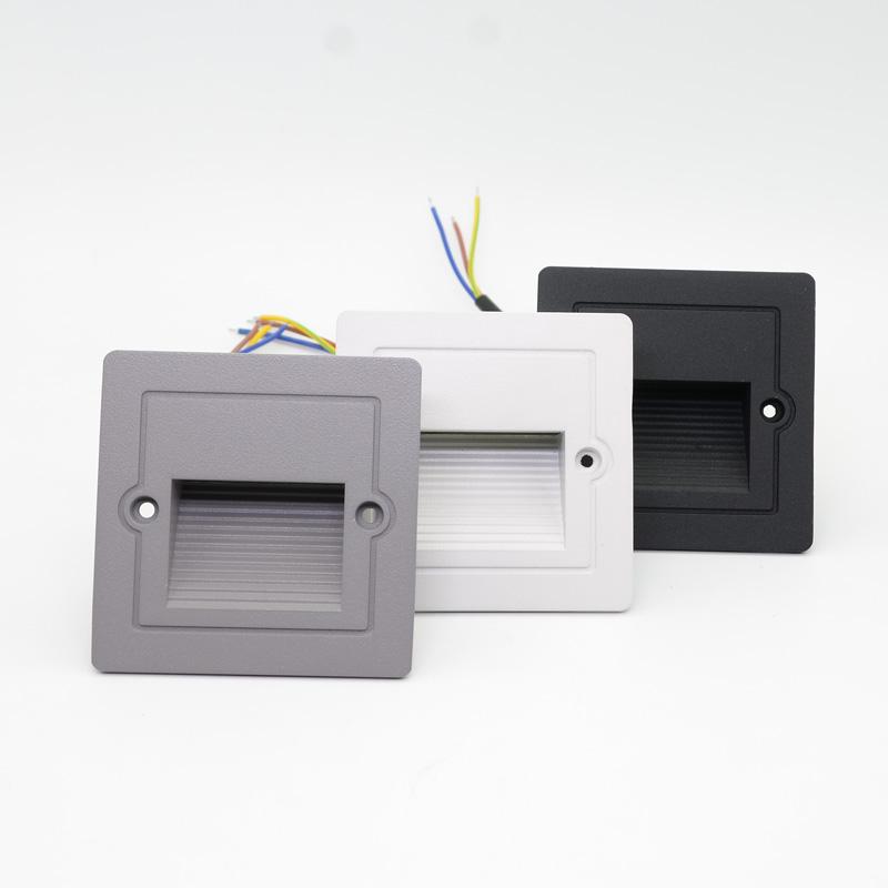 

Waterproof 3W Recessed Led Stair Light AC85-265V Corner Wall lights Step downward Lamp Hallway staircase Lamps + mounting box