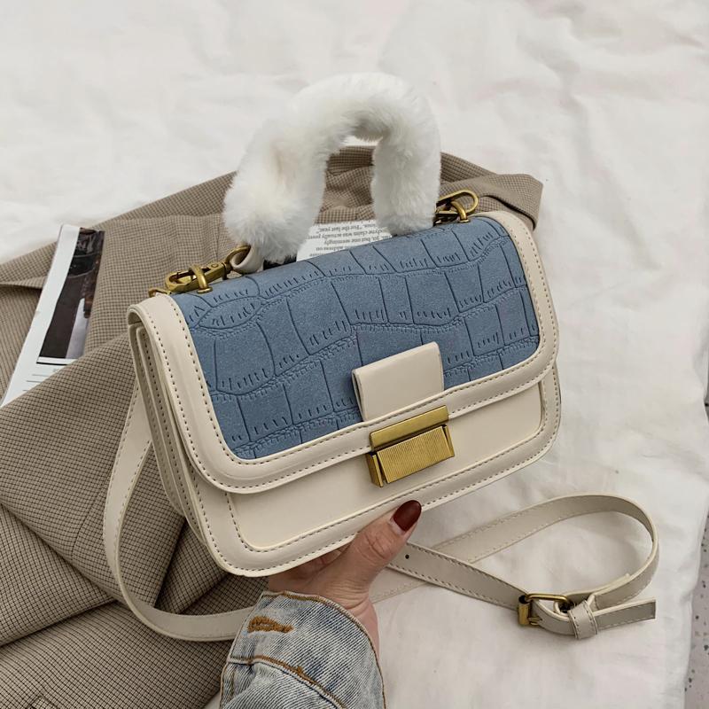 

Toposhine Hot Selling Small Bag for Women Fashion Metal Lock Closure Women Shoulder Bag Winter Scrub Leather Woman Female, Black