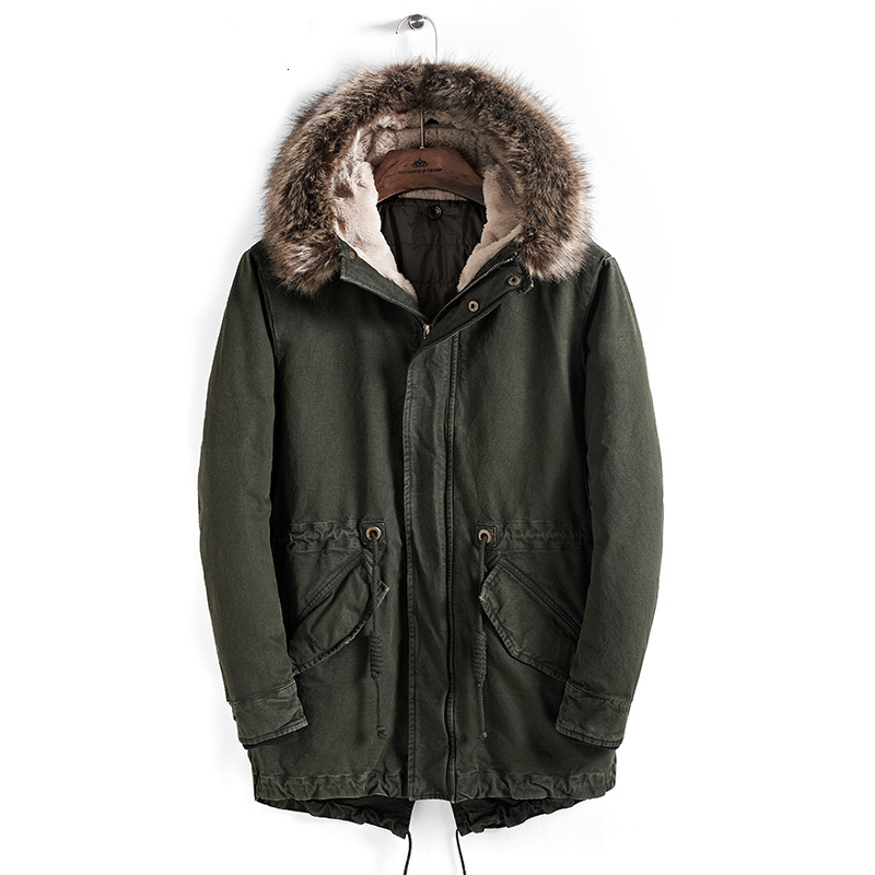 

2021 Mens Parka Winter Jacket Men Slender Engrosse with Fur Hood Month Coat Parkasthermal Tops Plus Size -4xl AU0W, Green