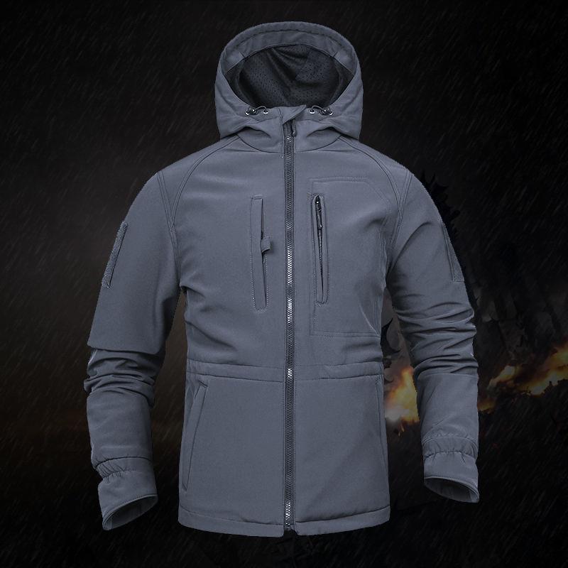

2020 Winter thick windbreaker soft shell Plush warm jacket men' outdoor wind proof and waterproof top coat, Black