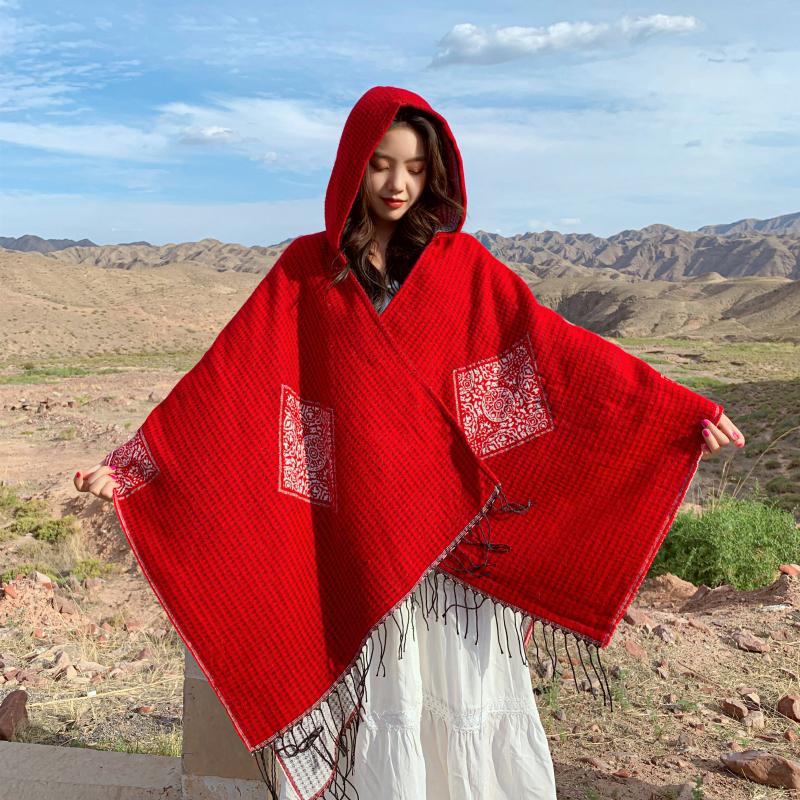

Scarves 2021 Korean Fashion Women's All-match Shawl Autumn Winter Cashmere Scarf Thickened Dual-Use Cloak Coat