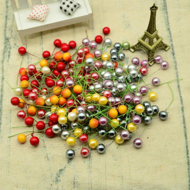 

100pcs artificial fruits for christmas wreath home decor Foam cherry pompom diy gifts box scrapbook flowers cheap Fake plants1, Red