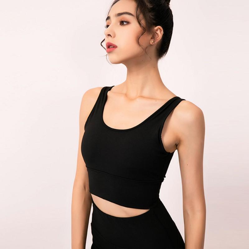 

Yoga Bra Women Yoga Shirts Breathable Mesh Shockproof Gym Running Sports Bra Solid Seamless Fitness Sport Top Vest1, Black
