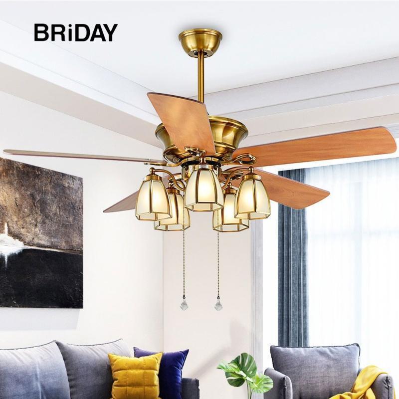 

52 Inch ceiling fan with lights remote control ventilator lamp Home Fixture Silent Motor retro fans five blade bedroom decor1