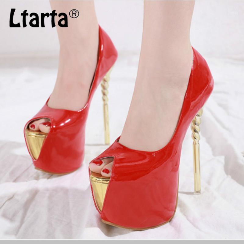 

LTARTA 2020 Sexy Nightclub Women's Shoes Super High Heel Shallow Mouth Waterproof Platform Fish Mouth Singles Shoes CWF1, Red