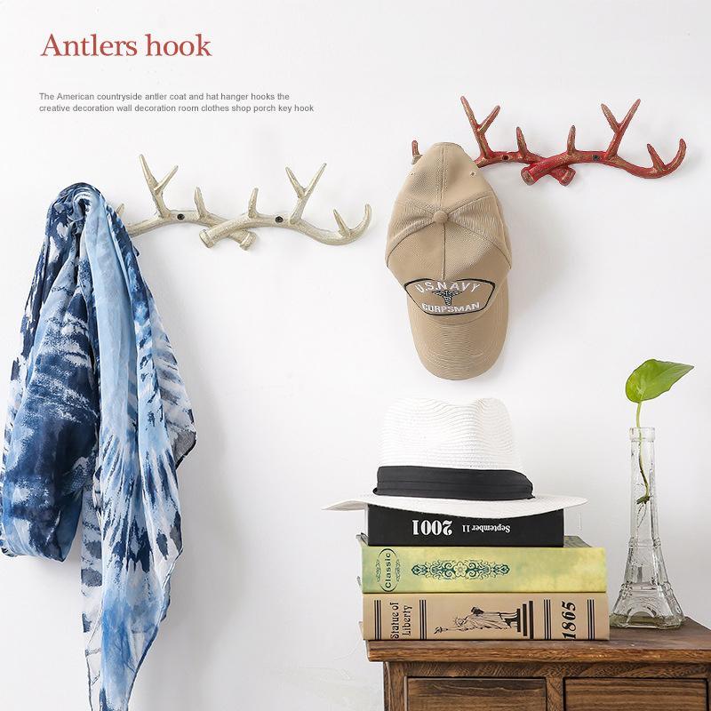 

European Style Retro Antlers Hooks Wall Hanging Coat Hook Iron Sundries Hanger Wall Mounts Room Storage Racks Crafts Home Decor1