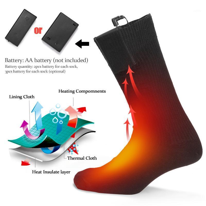

Winter Electric Heating Socks Rechargeable Adjustable Temperature Warm Heated Socks Foot Warmer Unisex Thermal1, 2pcs battery