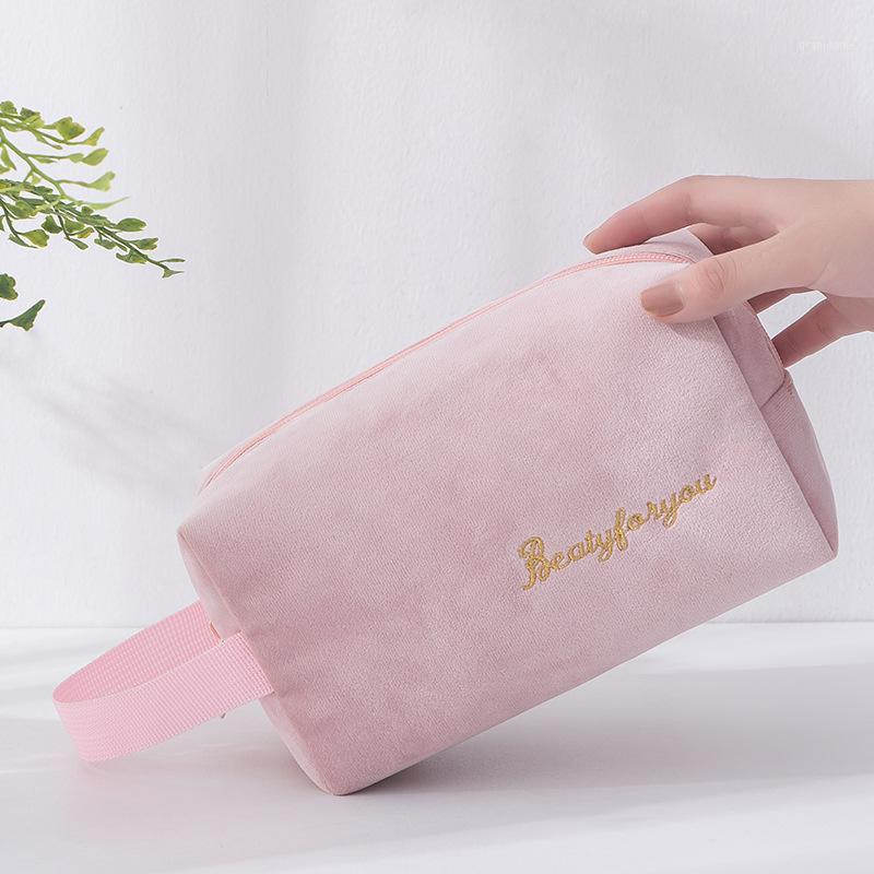 

Square Soft Plush Makeup Beauty Case Girls Zipper Cosmetic Bag Portable Travel Organizer Holder Travel Storage Wash Pouch Purse1, Pink