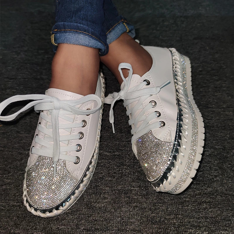 

2021 New Women Fashion Plats Spring Bling Daily Round Toe Breathable Comfortable Casual Ladies Platfrom Outdoor Shoes 8f1z, White