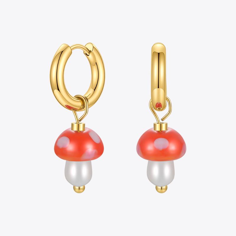 

Dangle & Chandelier ENFASHION Mushroom Drop Earrings For Women Resin Fashion Jewelry Gold Earings Stainless Steel Christmas Gift Kolczyki E2, Silver