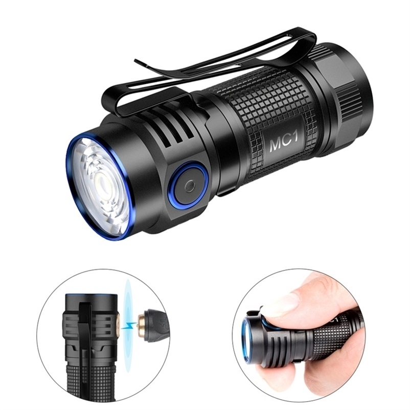 

Trustfire MC1 Rechargeable LED EDC Flashlight 1000 Lumens Cree Magnetic 2A Fast Charging Torch Light with Magnet Lantern 220110