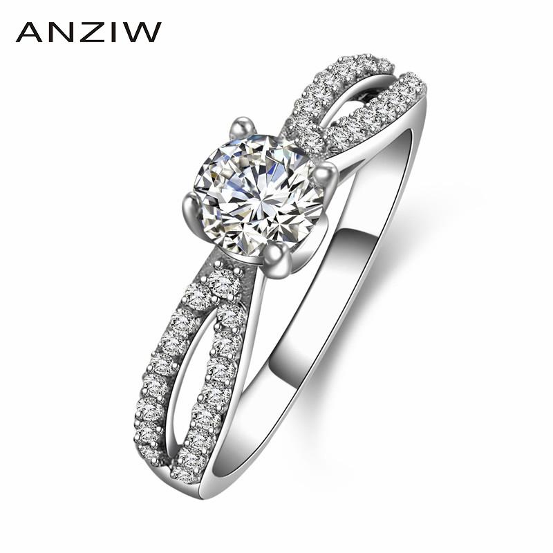 

0.5 Round Cut Wedding Rings Bridal Jewelry 925 Sterling Silver Anniversary Women Engagement Anniversary Rings