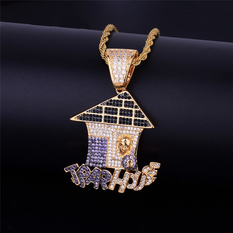 

Zircon New Arrival Cubic Hip Hop Jewelry Christmas Home Pendant Necklace with Gold Chain Indx