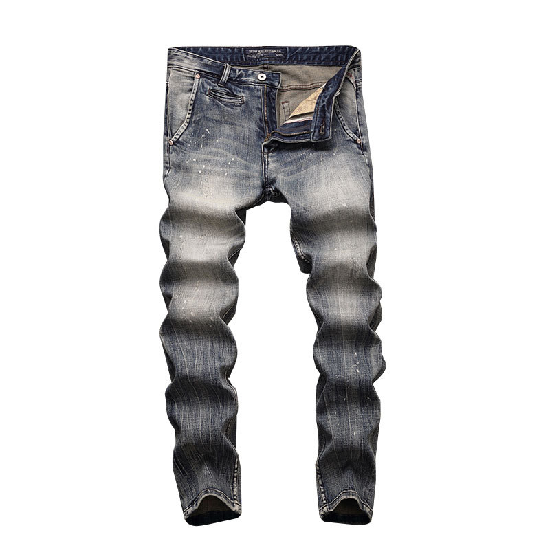 

2021 New Italian Vintage Men's Brem Designer Light-colored Fine-fitting Cotton Wool Stretched Denim Pants Classic Syf6, Sky blue