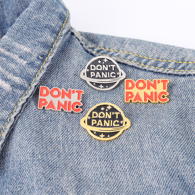 Letter Don't Panic Enamel Brooches Pin for Women Fashion Dress Coat Shirt Demin Metal Funny Brooch Pins Badges Promotion Gift-image-747553026