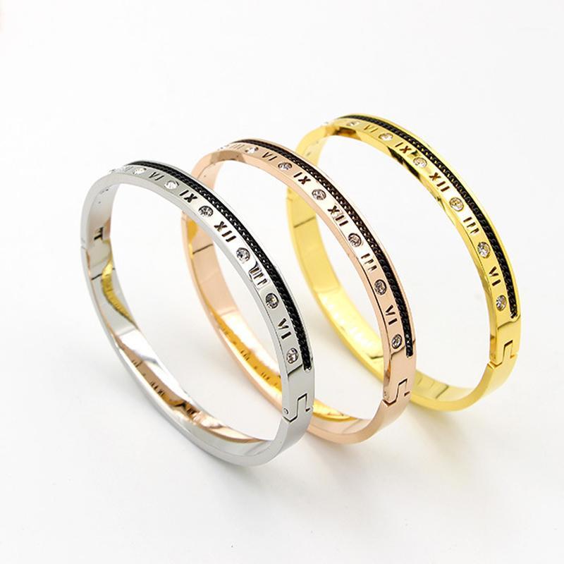 

Roman Numerals Lover Black Resin Crystals Women Bracelet Charm Bracelets & Bangles Luxury Lucky Lovers Bracelet For1