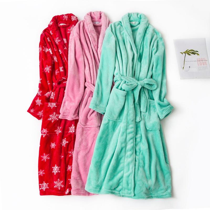 

Winter Keep warm flannel robes women bathrobes Fresh kimono robes casual women and men lovers dressing gown sleepwear, Rb flr 1