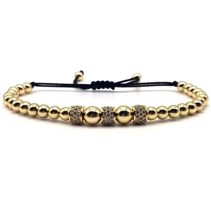 

Fashion 3rounds Charm Bracelet Men Women Handmade Adjustable Pave Cubic Zirconia Beads Bracelet For Couple Jewelry Gift