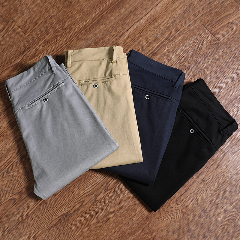 

Classic manly casual New autumn khaki light gray sea black elasticity thin-fit cotton mark male pants, Red