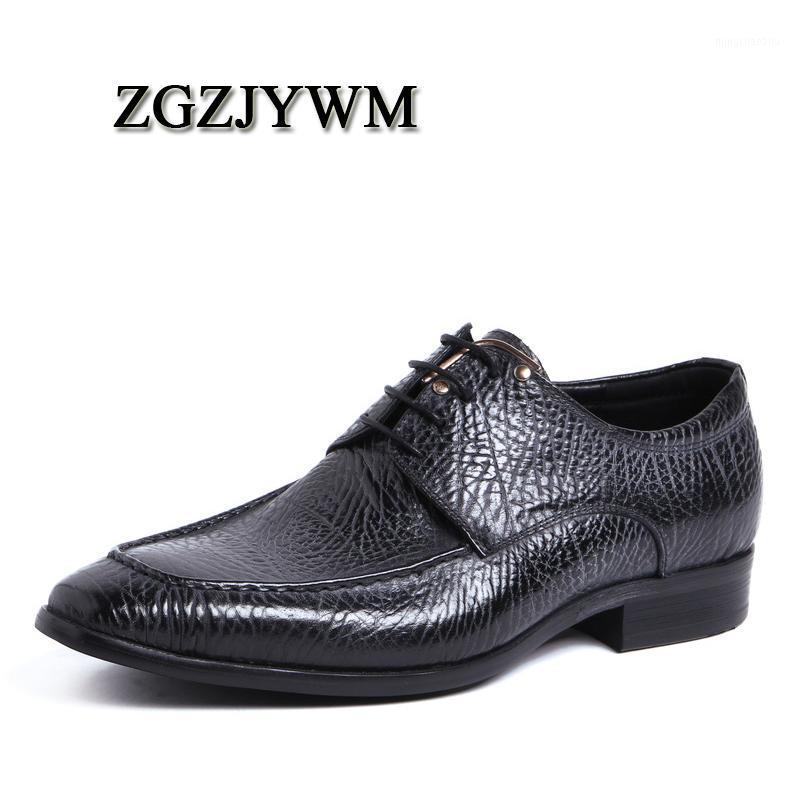 

ZGZJYWM New Fashion Genuine Leather Flat Black/Blue Lace-Up Oxfords British Style Bullock Business Men Party Office S Dress hoes1