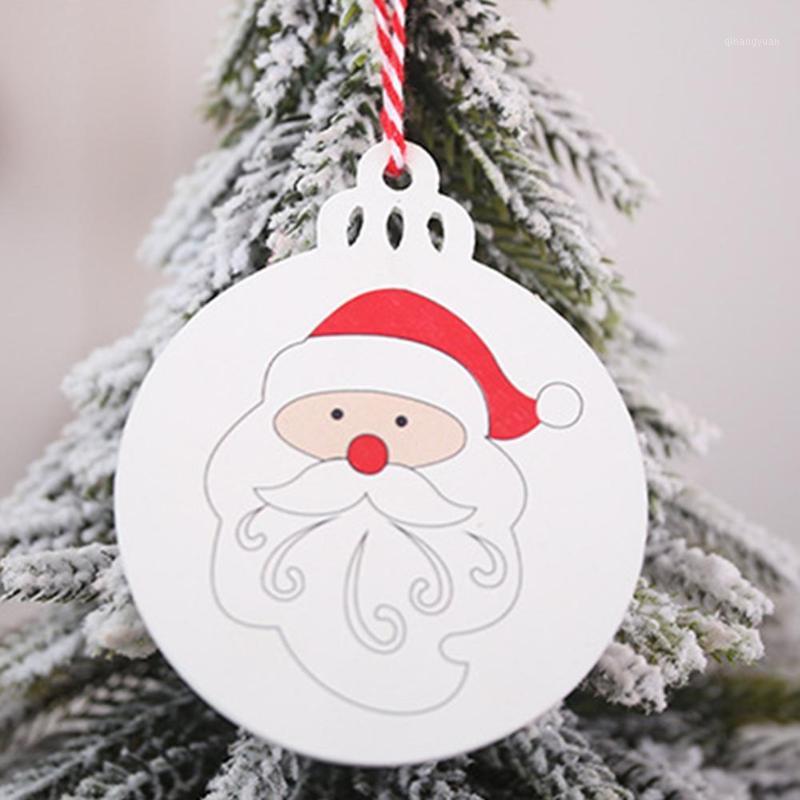 

6Pcs Christmas Wooden Elk Snowman Santa Print Hanging Pendant Tree Ornament Xmas Tree Decor1