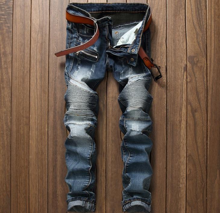 

European American Style Men's jeans slim denim trousers Straight mens blue Patchwork designer zipper jeans pants, As pic