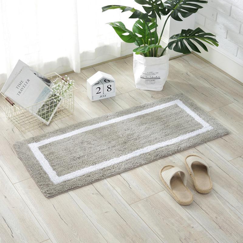 

Solid Fleece Bathroom Rugs Cotton Anti-slip Water Carpet For Living Room Bedroom Kitchen Absorbent Floor Mats Bedside Bathtubs, Color1