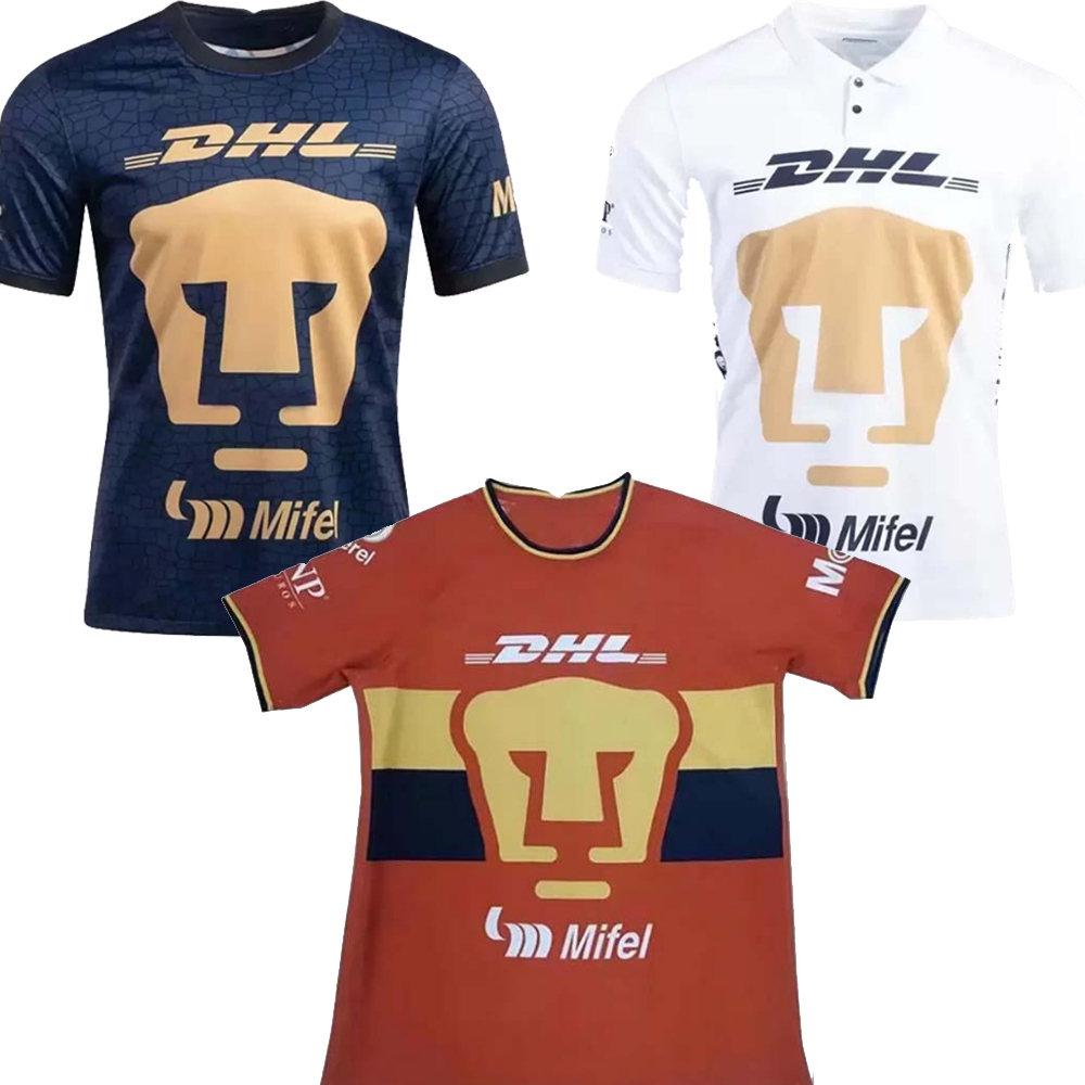 

Liga MX UNAM Soccer Jersey Mens Home White Away Blue 3rd Brown N.FREIRE J.I.DINENNO Football Shirt 21 22