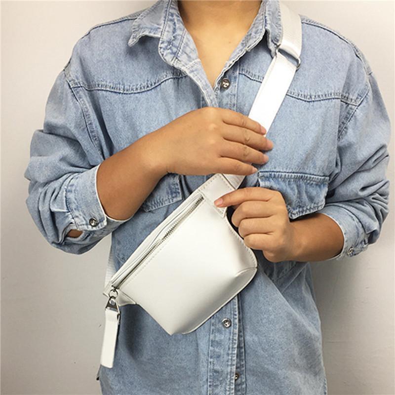

Women Waist Bag Leather Fanny Pack Girl Chest Bag Female Casual Travel Bags Fashion Shoulder Pack Belt Packs Wholesale1, White