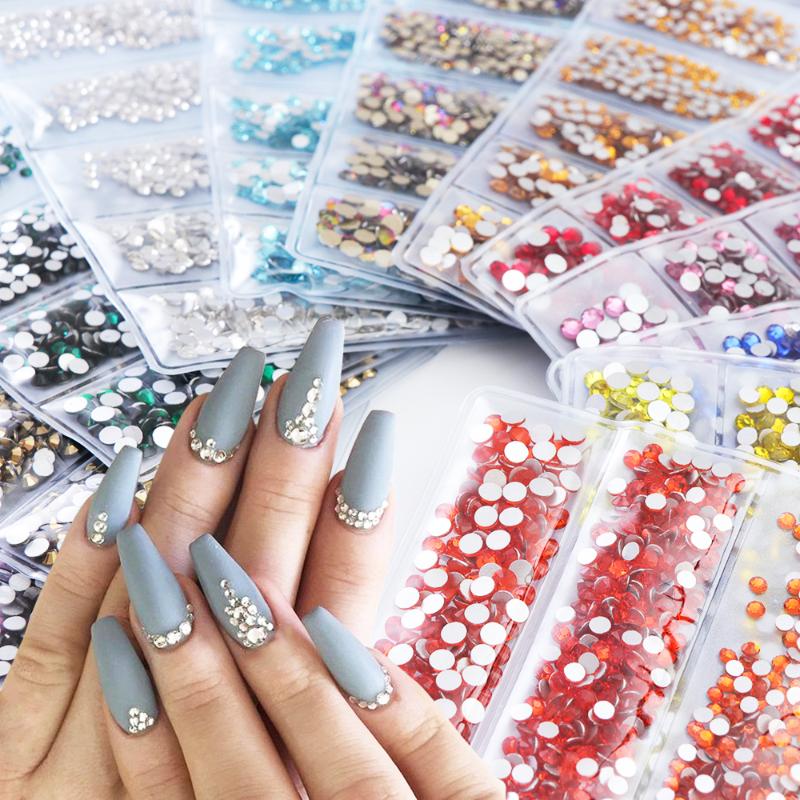 

1 Pack Glitter Rhinestones Crystal AB Flat Back Non Hot Fix Gems Nail Art Strass Stone Mixed Diamond Decoration Manicure