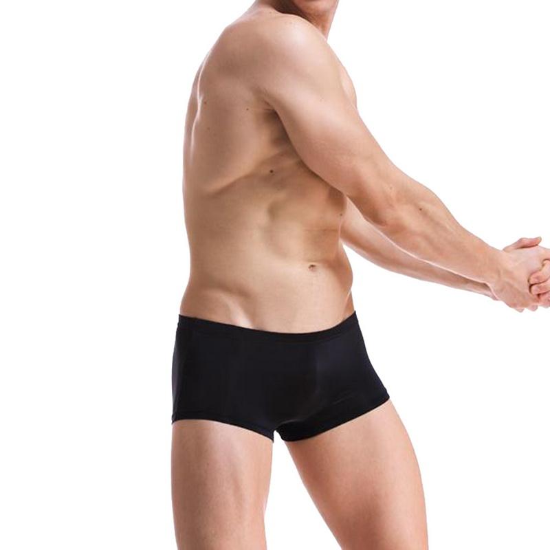 

2020 Mesh Transparent Sexy Men Panties Solid Color Men's Underwear Boxers Loose Hot Sale Fashion Men Short Boxers, Black