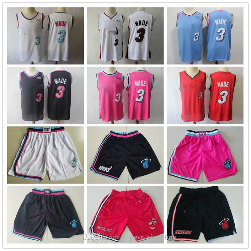 

Mens CityEdition Throwback jerseys Dwyane 3 Wade Basketball Shorts Basketball Jerseys pink Black Red white Black S-3XL, Color6