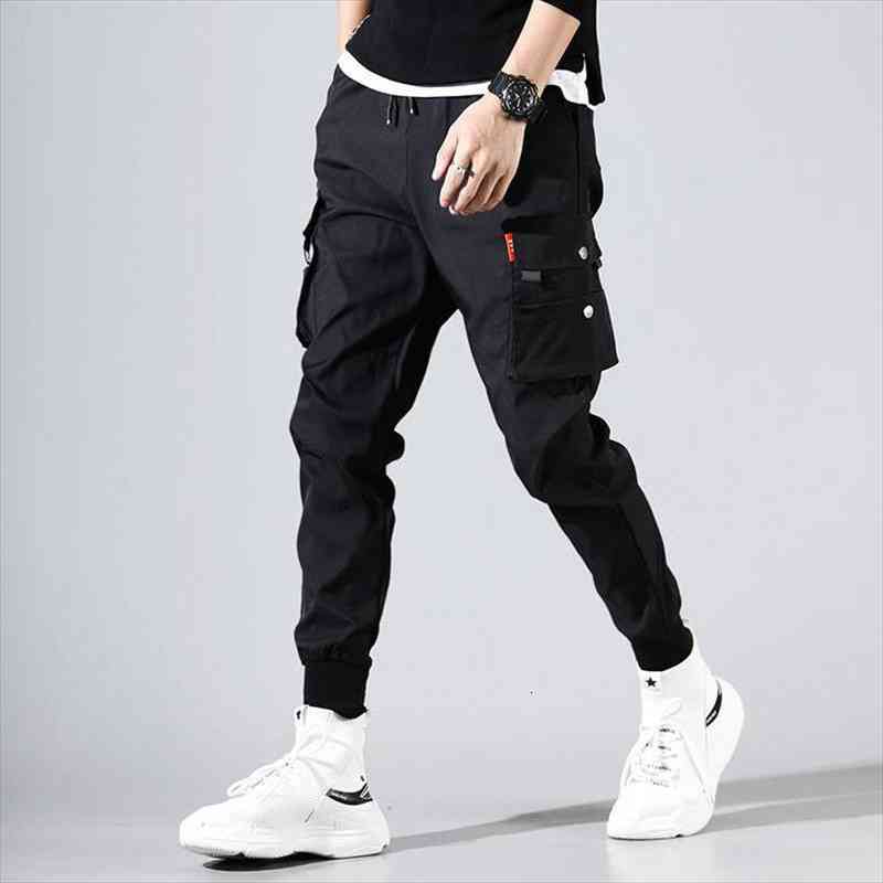 

men hip hop belt cargo pants man patchwork overalls streetwear joggers pants men designer harem, Black