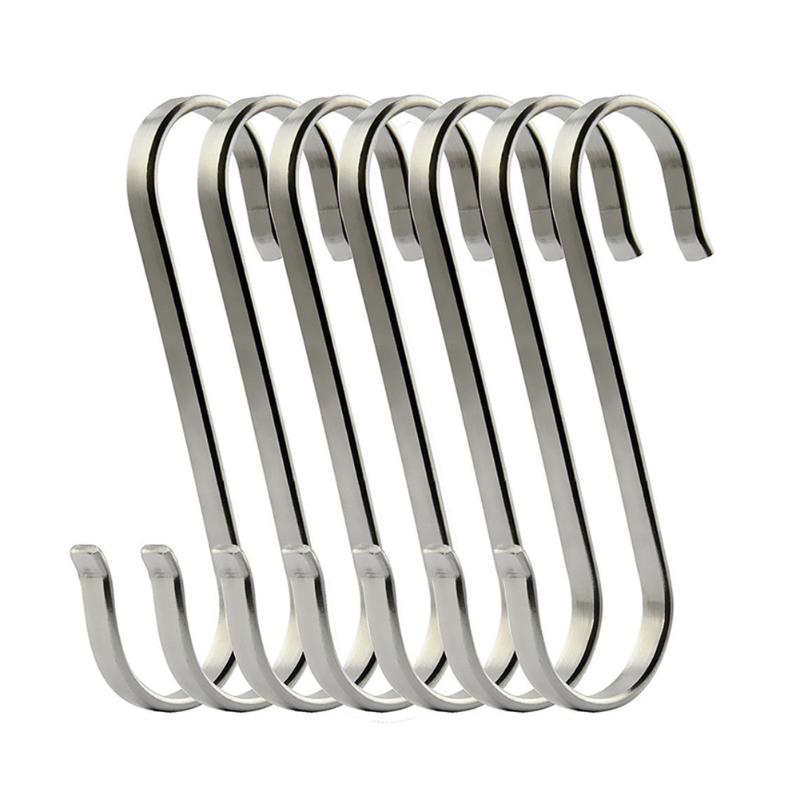 

6pcs Hanging Rack Durable Portable Modern Practical Sturdy Stainless Steel Hook S Shape Rustproof Towel Holder Kitchen Bathroom