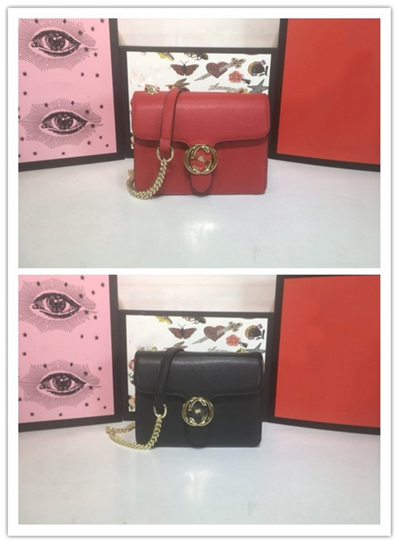 

GxB Designer Luxury 510304 Dollar Calfskin Interlocking Leather Chain Crossbody Shoulder Bag Size 20x15x7.5CM 8SE2
