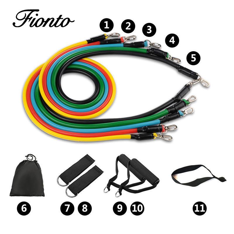 

Fashion 11pc fitness resistance bands set elastic bodybuilding resistant resistance bands sport rubber fitness expander