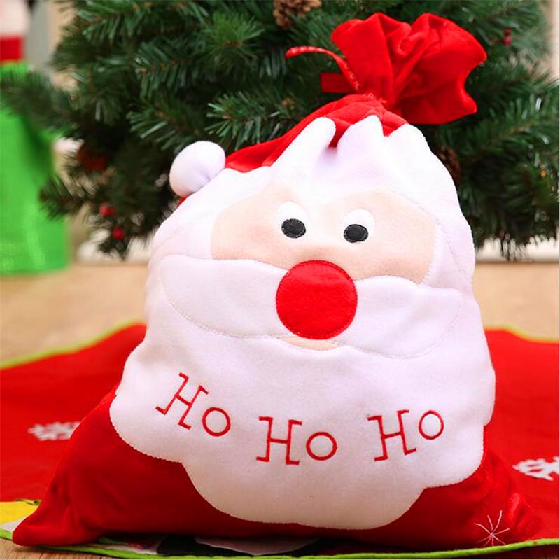 

1PC Christmas Gold Velvet Embroidery Gift Bag Large Santa Gift Bag Cookie Candy Merry Christmas New Year Party Decoration Favors