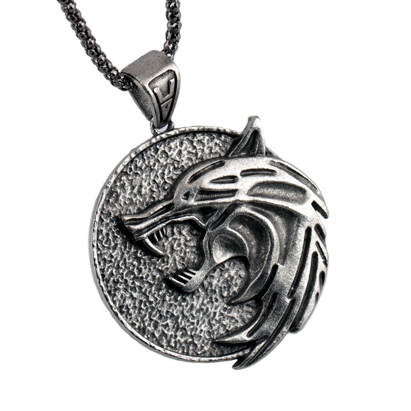 

Demon the Wizard wolf head pendant necklace for Geralt with a The Wild Hunt 3 Figure TV Wizard jewelry