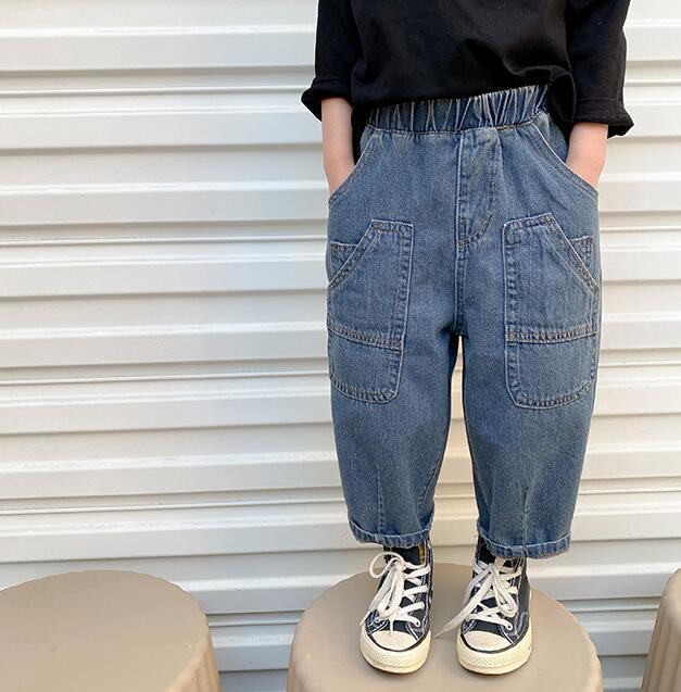 

2021 new arrival girls boys denim Long pants spring fashion kids jean pants 1-6 years YL274, Blue