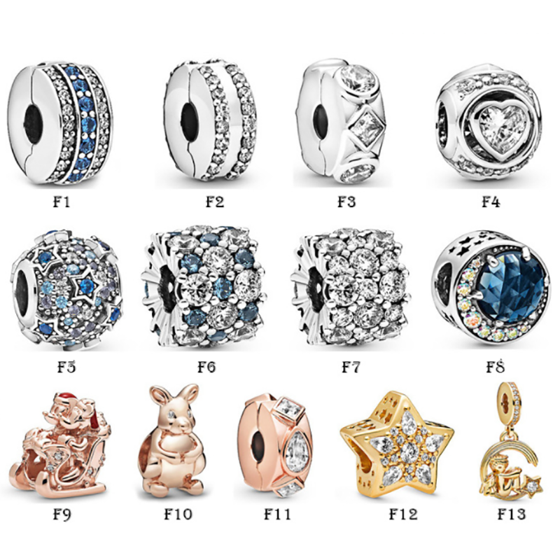 NEW 925 Sterling Silver Fit Pandora Charms Bracelets Love Heart Stars Mouse Rabbit Moon Charms for European Women Wedding Original Fashion Jewelr-image-750299798