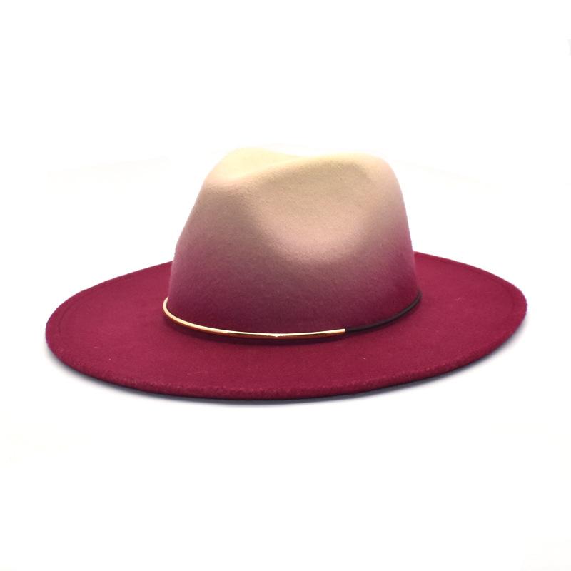 

Vintage Women Fedoras Hats Autumn Winter Wide Brim Felt Jazz Caps Gradient Rose for Lady Simple Panama Men Top Bowler Hat, Sm-jbs-5caramel