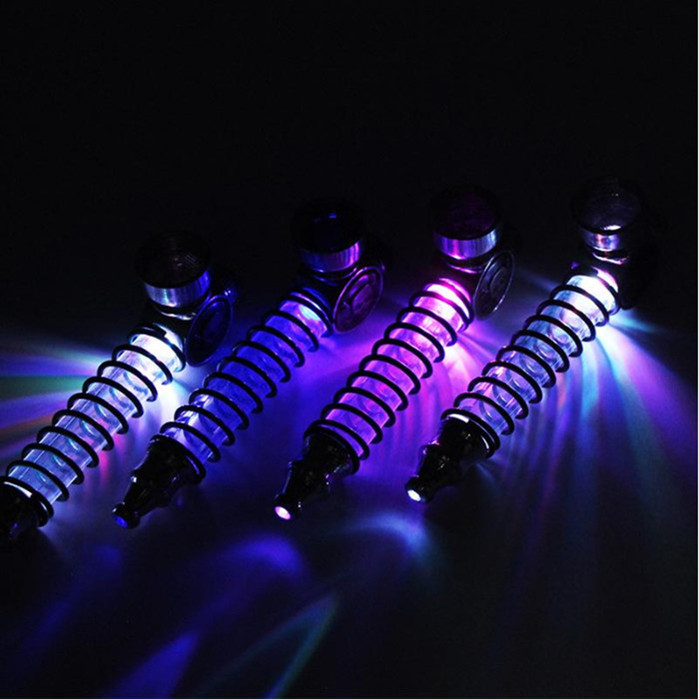 

Metal Light Smoking Pipes Mini Tobacco Cigarettes Pipes Men Colorful Light Portable hand Pipes glowing glass pipe YHM304-1
