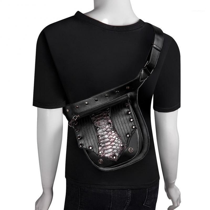 

YourSeason Multifunctional Mobile Phone Belt Waist Bag 2021 Steampunk Serpentine Female Moto Biker Shoulder Crossbody Bags1, Black