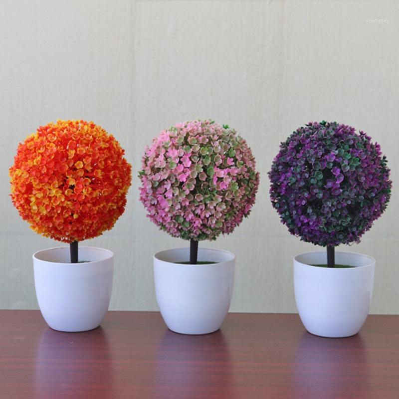 

Potted Blossom Bonsai Festival Artificial Potted Ornament Topiary Ball Shape Bonsai Fake Plant Home Decoration Drop Shipping1