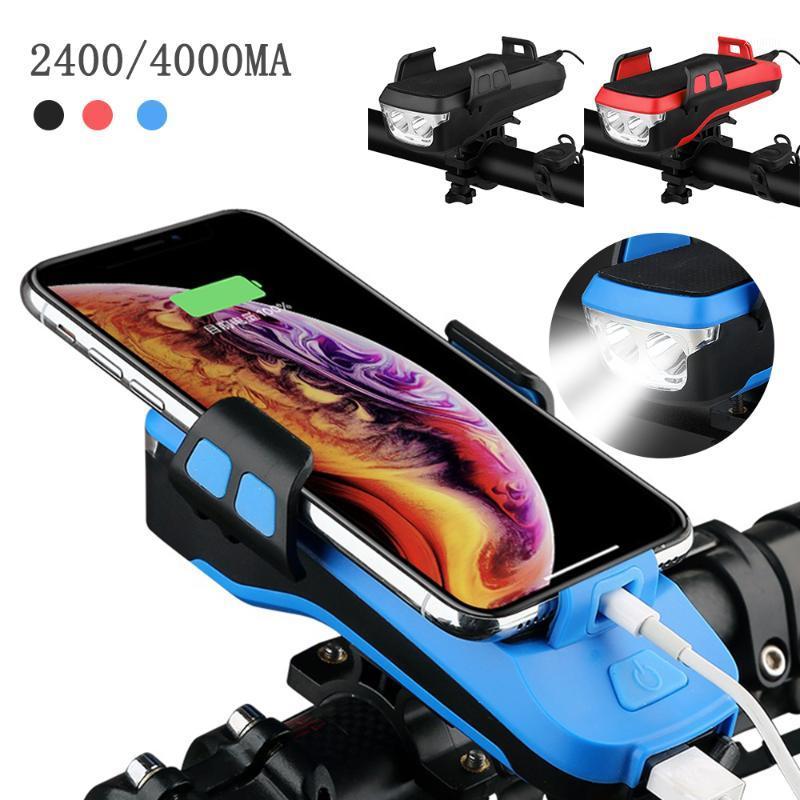 

4 In 1 Bike Front Light Phone Holder Handlebar Stand with Power Bank Bicycle Lamp1