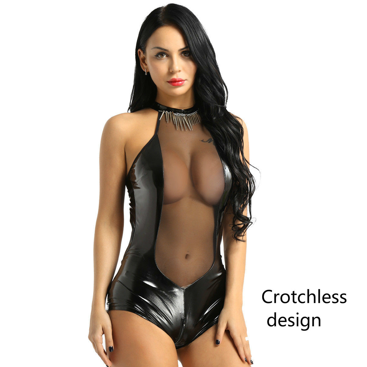 Abiti A Base Di Sesso In Lattice A Lattice Abrasivi Erotici Le Donne Sexy PVC Bondage Bondage Crotchless In Pelle Body Sexi Da 29,87 € DHgate Immagine