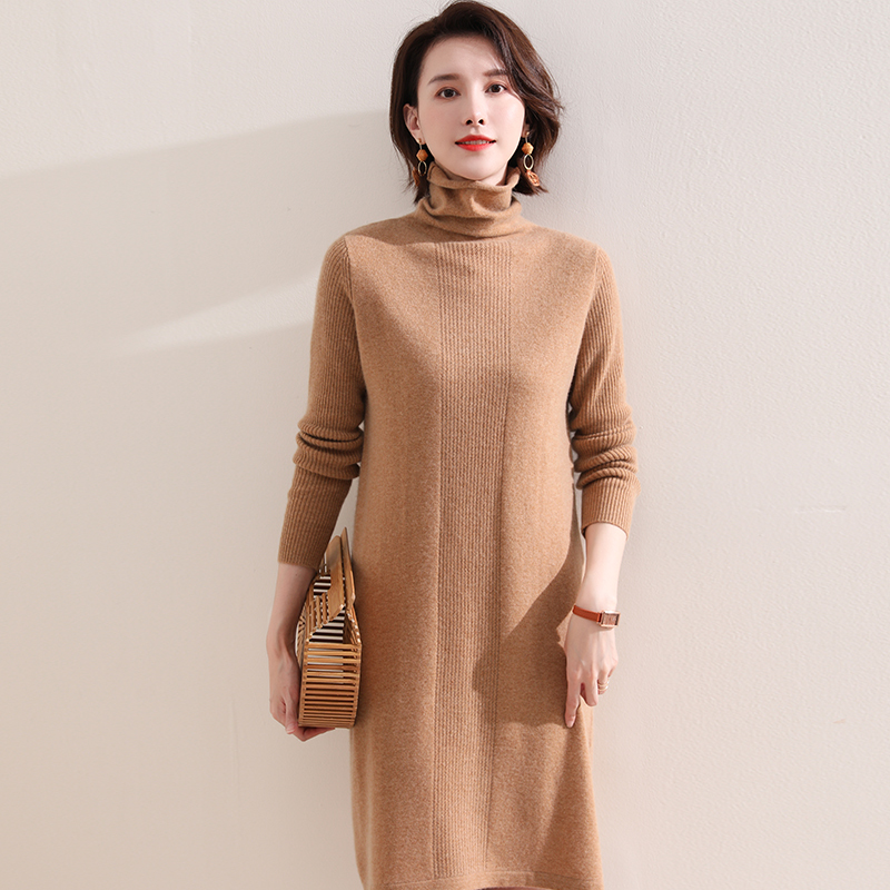

100% cashmere goat dressed in knitted or crocheted for the women 2020 new hot winter turtleneck high-style jumpers high quality women's, Yellow camel