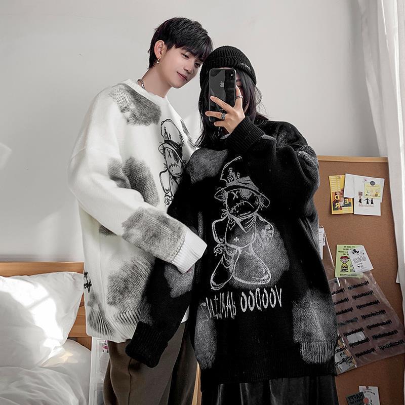 

Autumn and winter loose sweater men's Korean style trend, Black