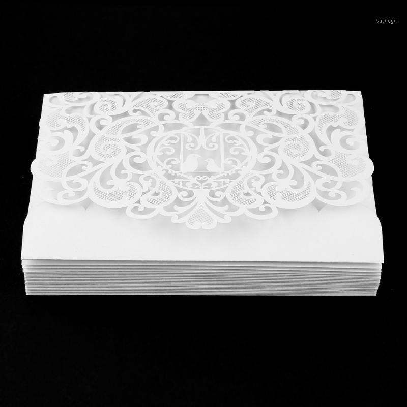 

20pcs Foldable Invitation Card Cover Exquisite Hollow Out Bridal Wedding Dress Cover Designed for Wedding Party Use1